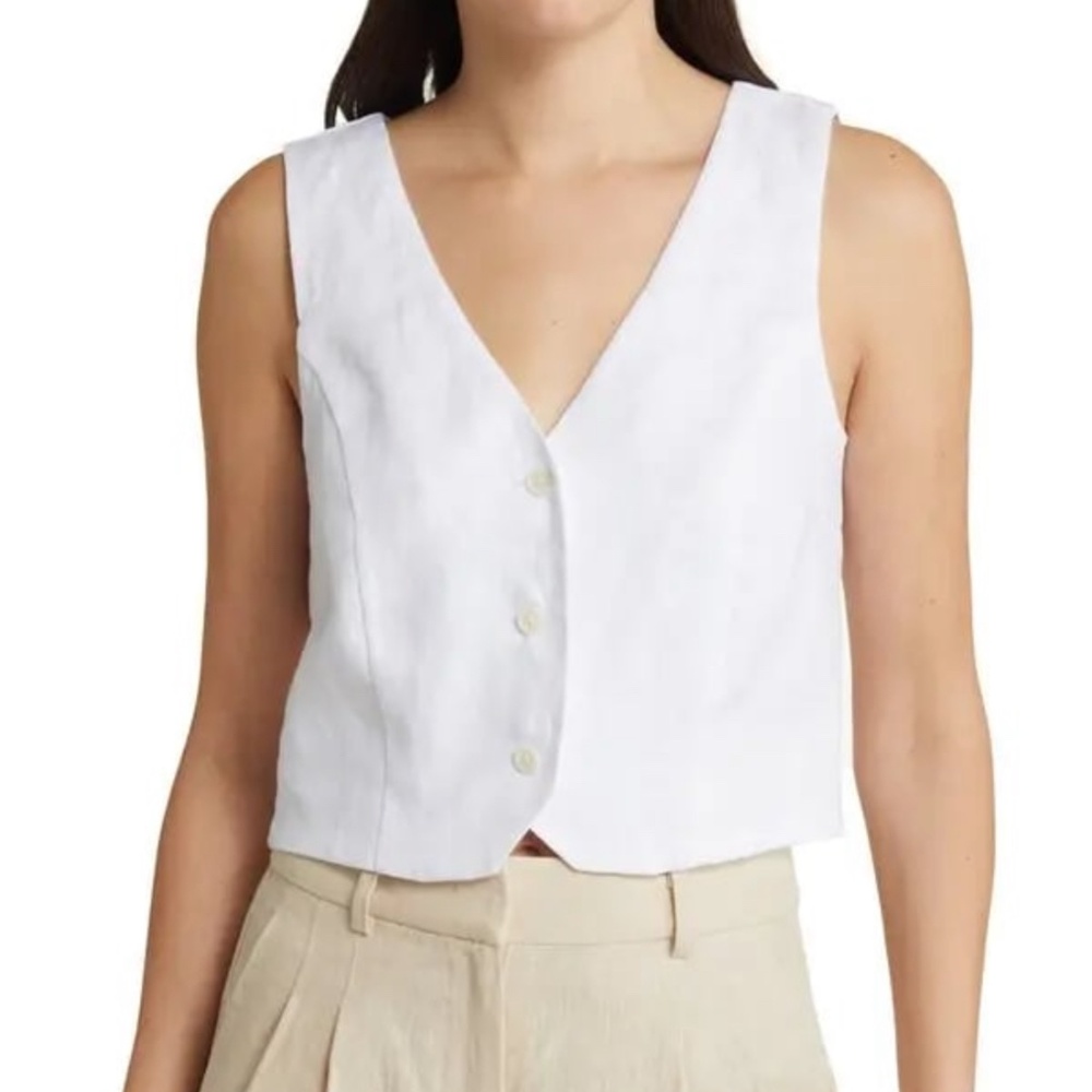 madewell white linen vest